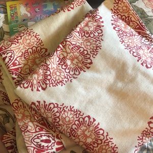 Red floral medallion curtain panel